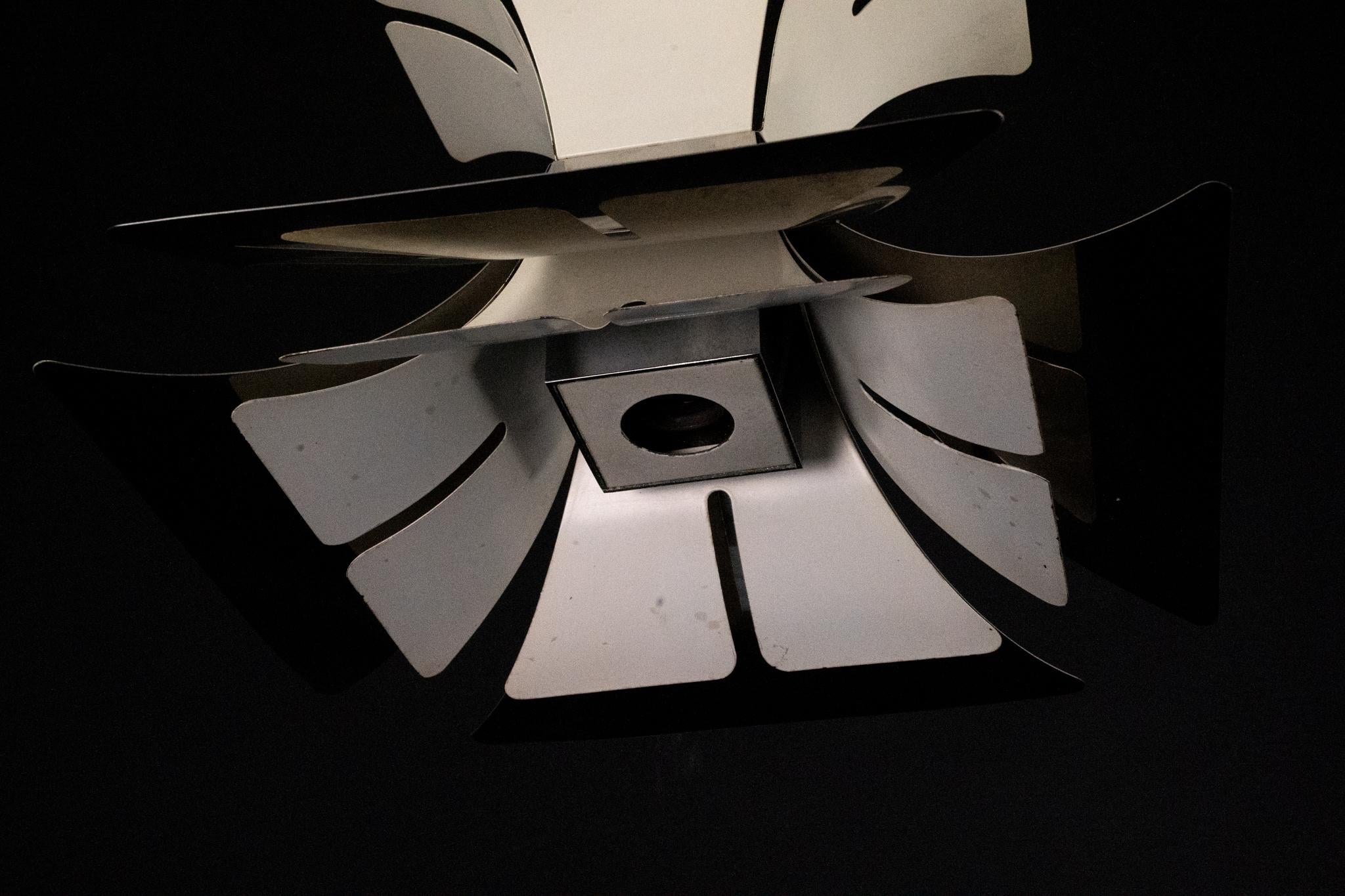 1970s Goffredo Reggiani Style Lacquer & Chrome Chandelier For Sale 11