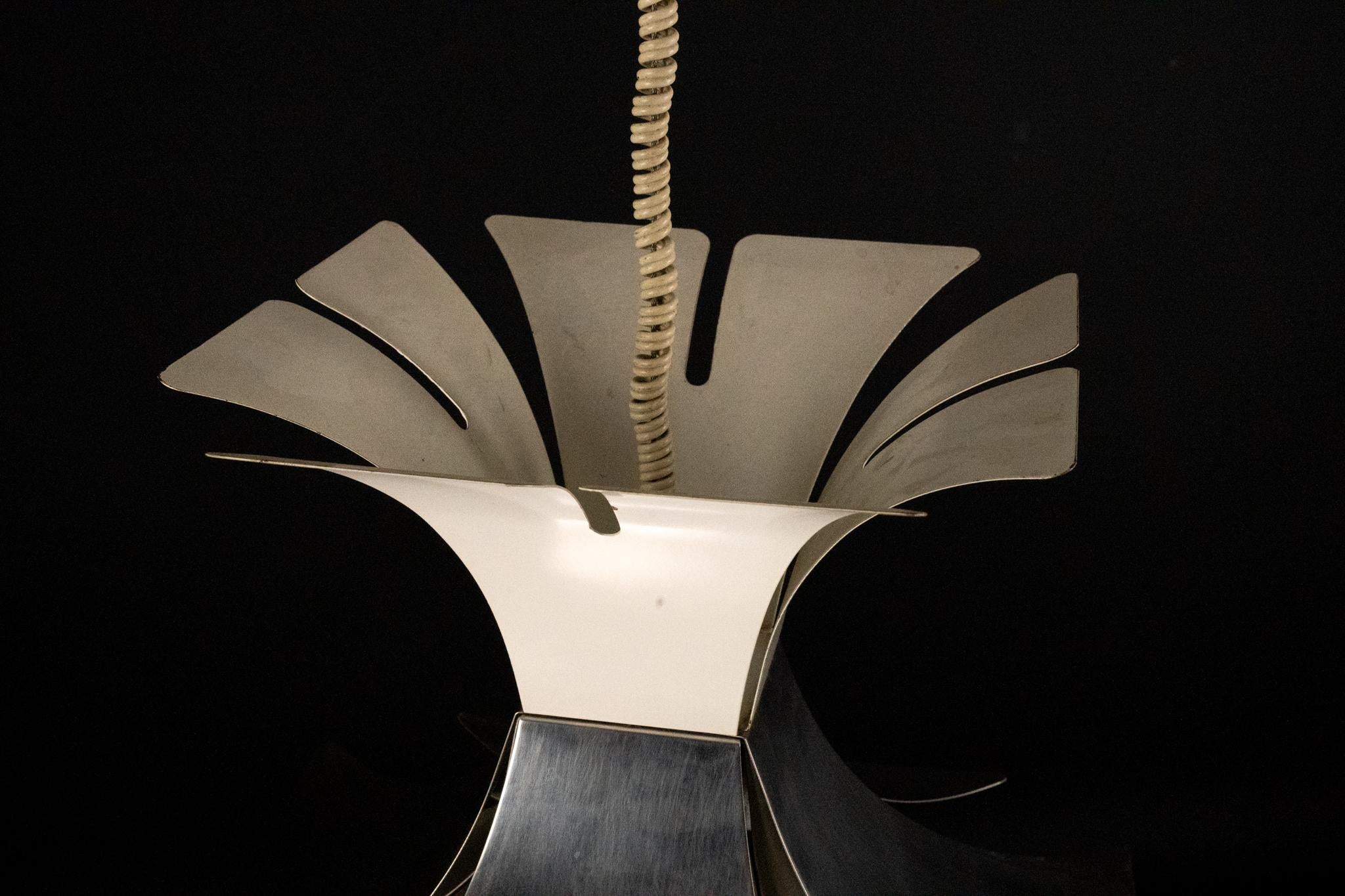 1970s Goffredo Reggiani Style Lacquer & Chrome Chandelier For Sale 13