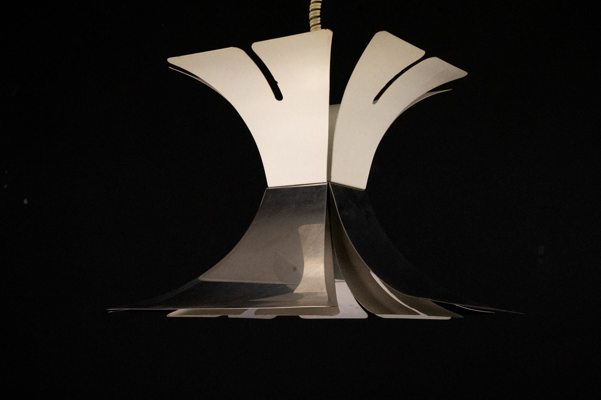 1970s Goffredo Reggiani Style Lacquer & Chrome Chandelier In Good Condition For Sale In Catania, CT