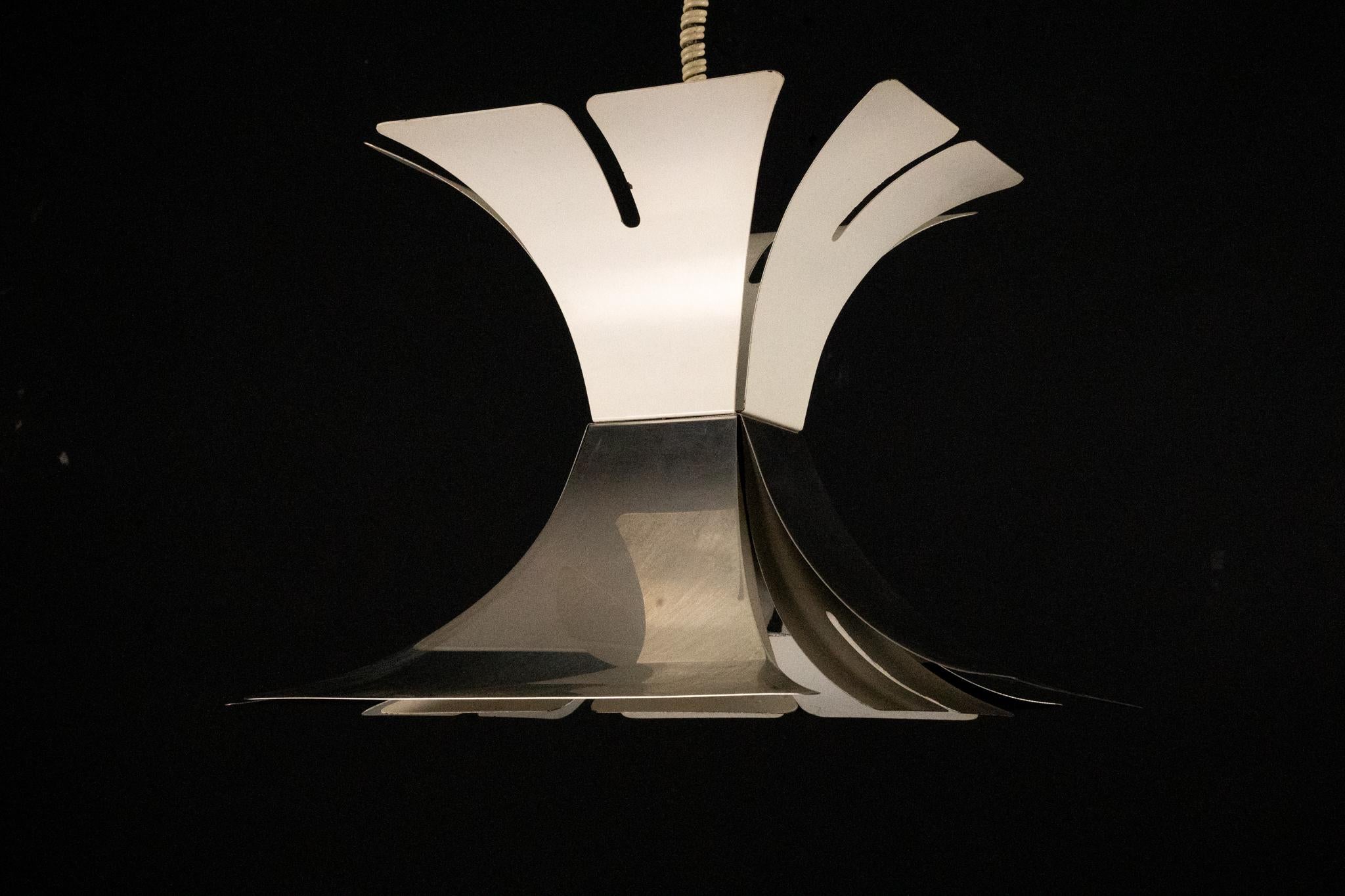 20th Century 1970s Goffredo Reggiani Style Lacquer & Chrome Chandelier For Sale