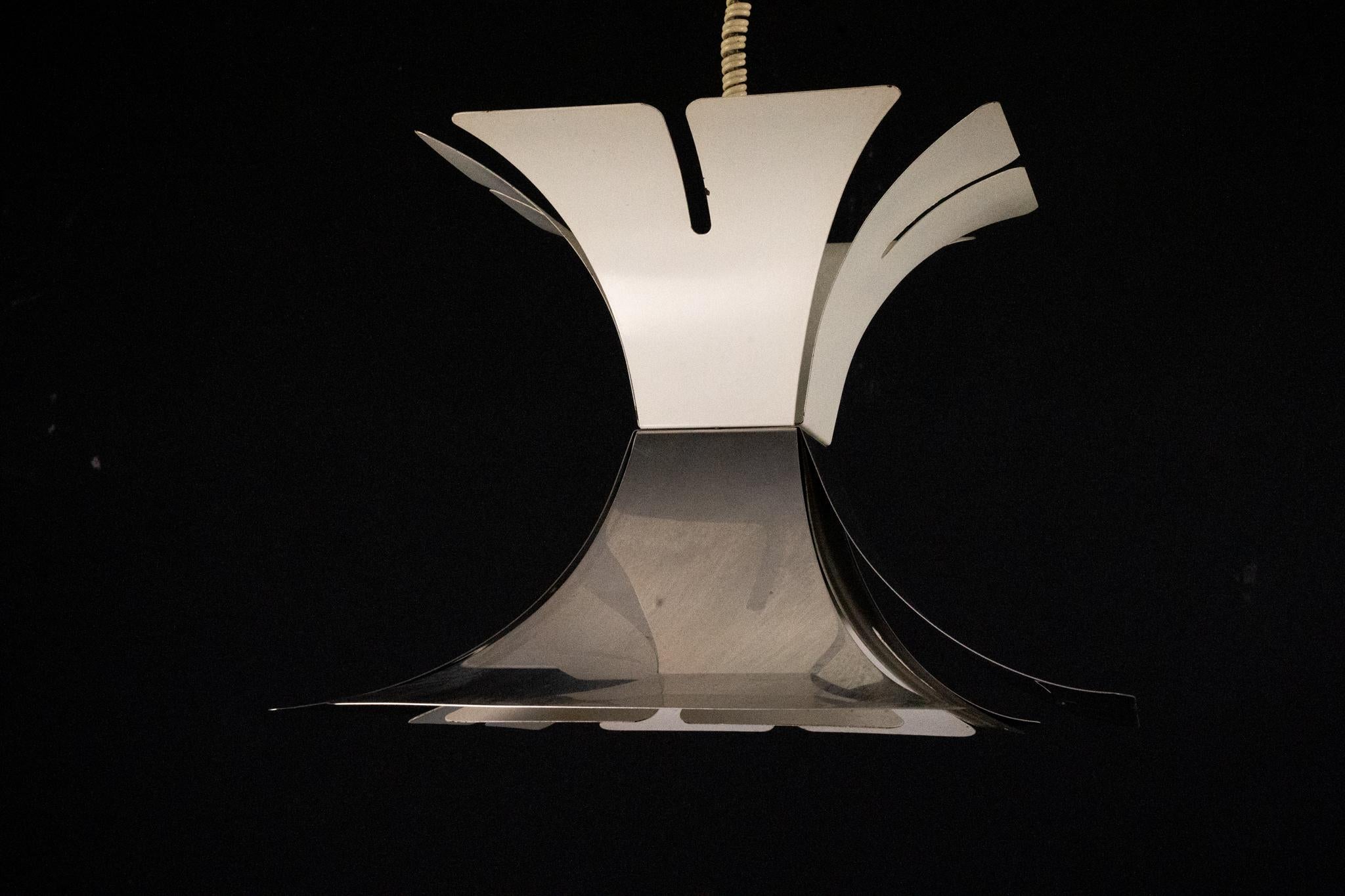 1970s Goffredo Reggiani Style Lacquer & Chrome Chandelier For Sale 2