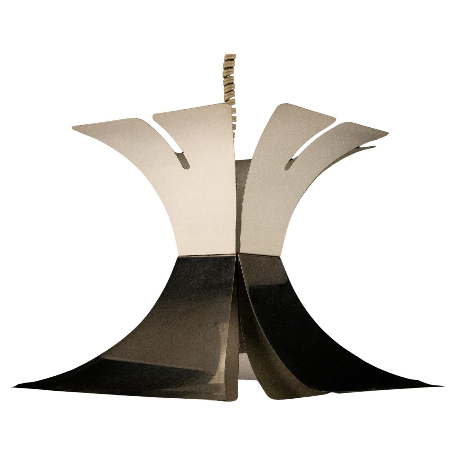 1970s Goffredo Reggiani Style Lacquer & Chrome Chandelier For Sale