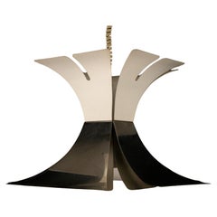 1970s Goffredo Reggiani Style Lacquer & Chrome Chandelier