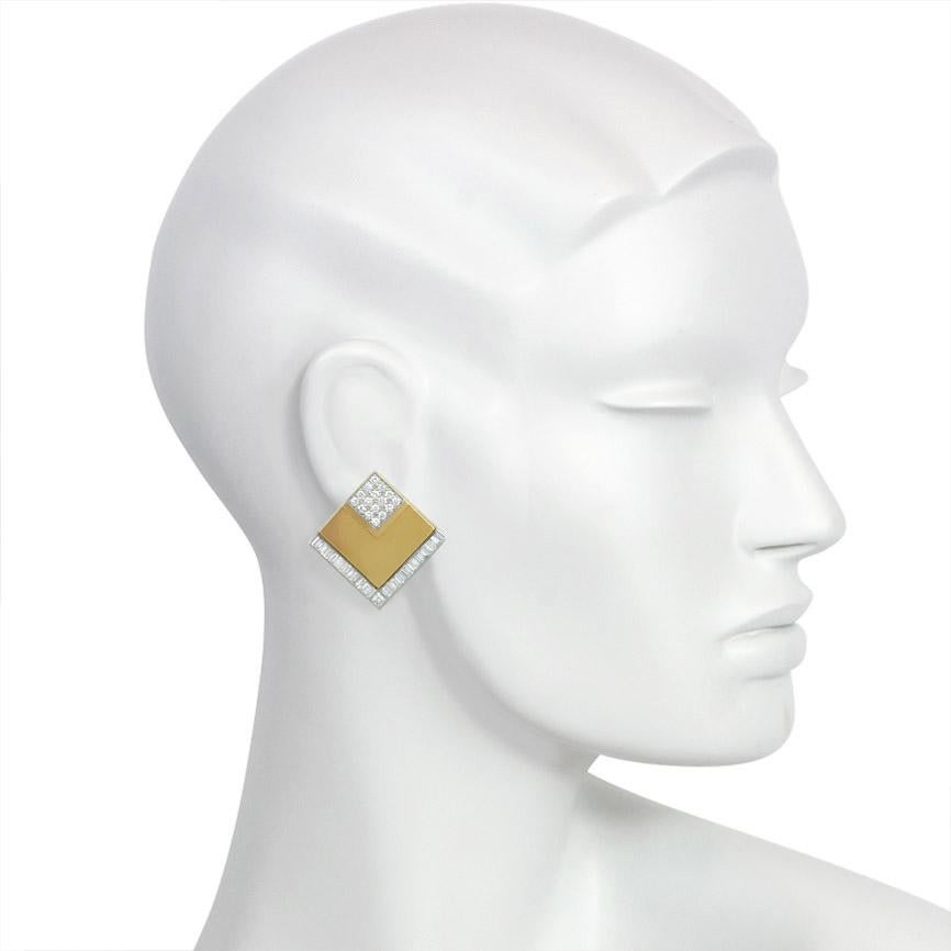 Women's 1970s Gold and Gemset Earrings with Interchangeable Square Insets