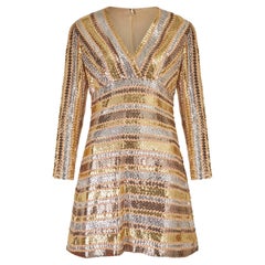 1970er Gold und Silber Pailletten Mod Kleid