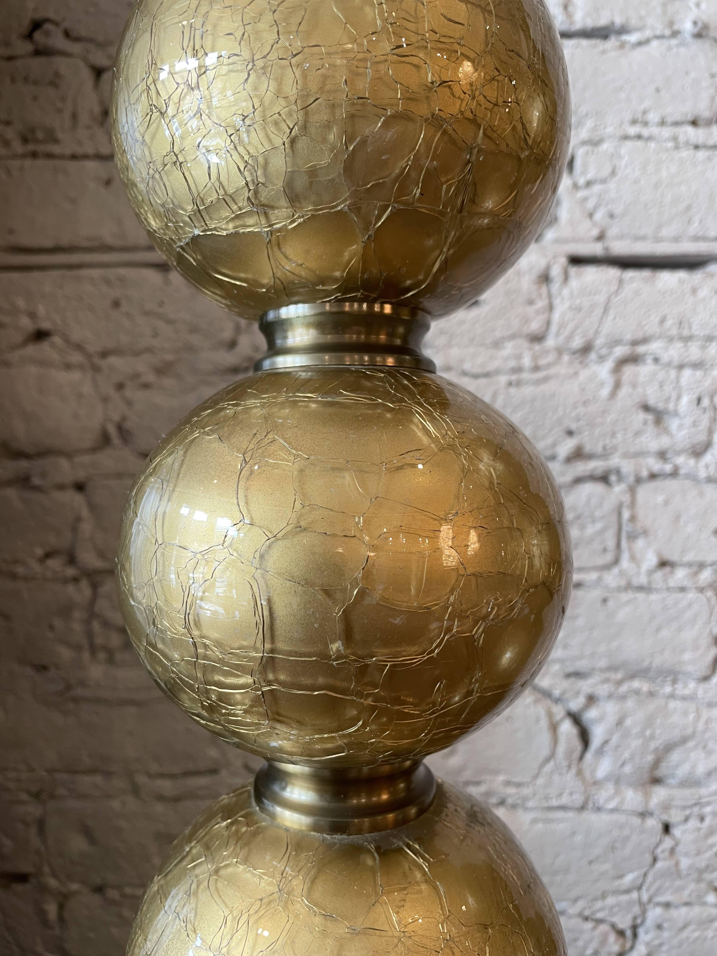 Beautiful lamps!! Looks like gold paint with beautiful crackle glass over it. Hardware is all brass. All original.

Dimensions: 6