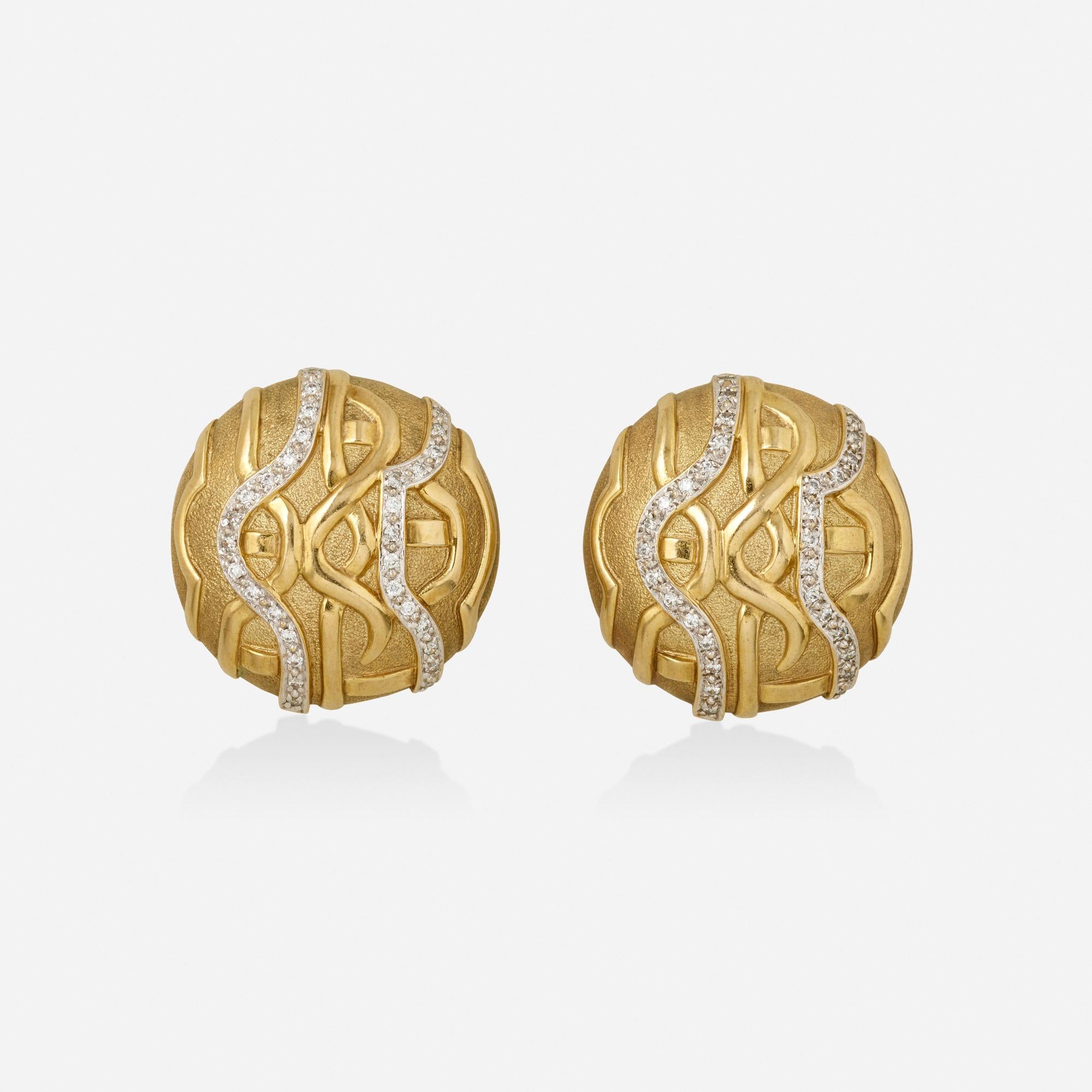 9K Gold Cubic Zirconia Clip On Earrings For Sale