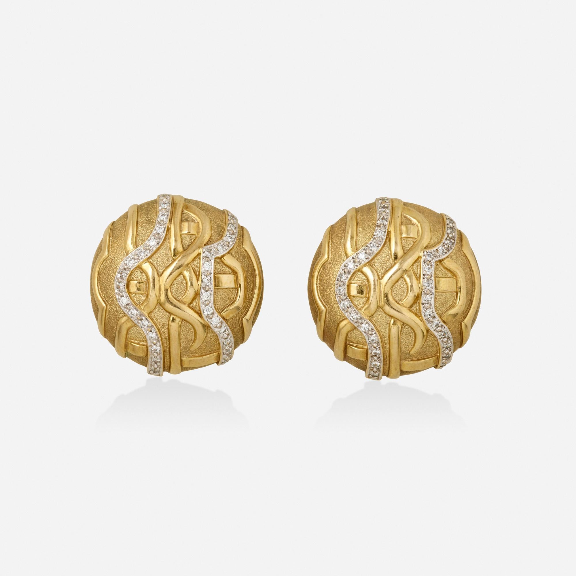 1970er Gold Cubic Zirkonia Clip On Ohrringe