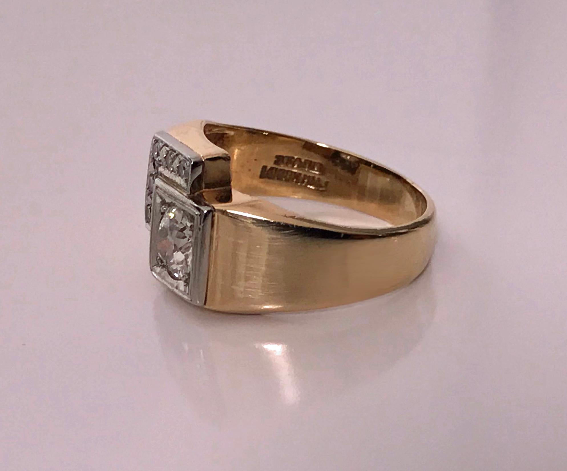 Mixed Cut 1970s Gold Diamond Ring