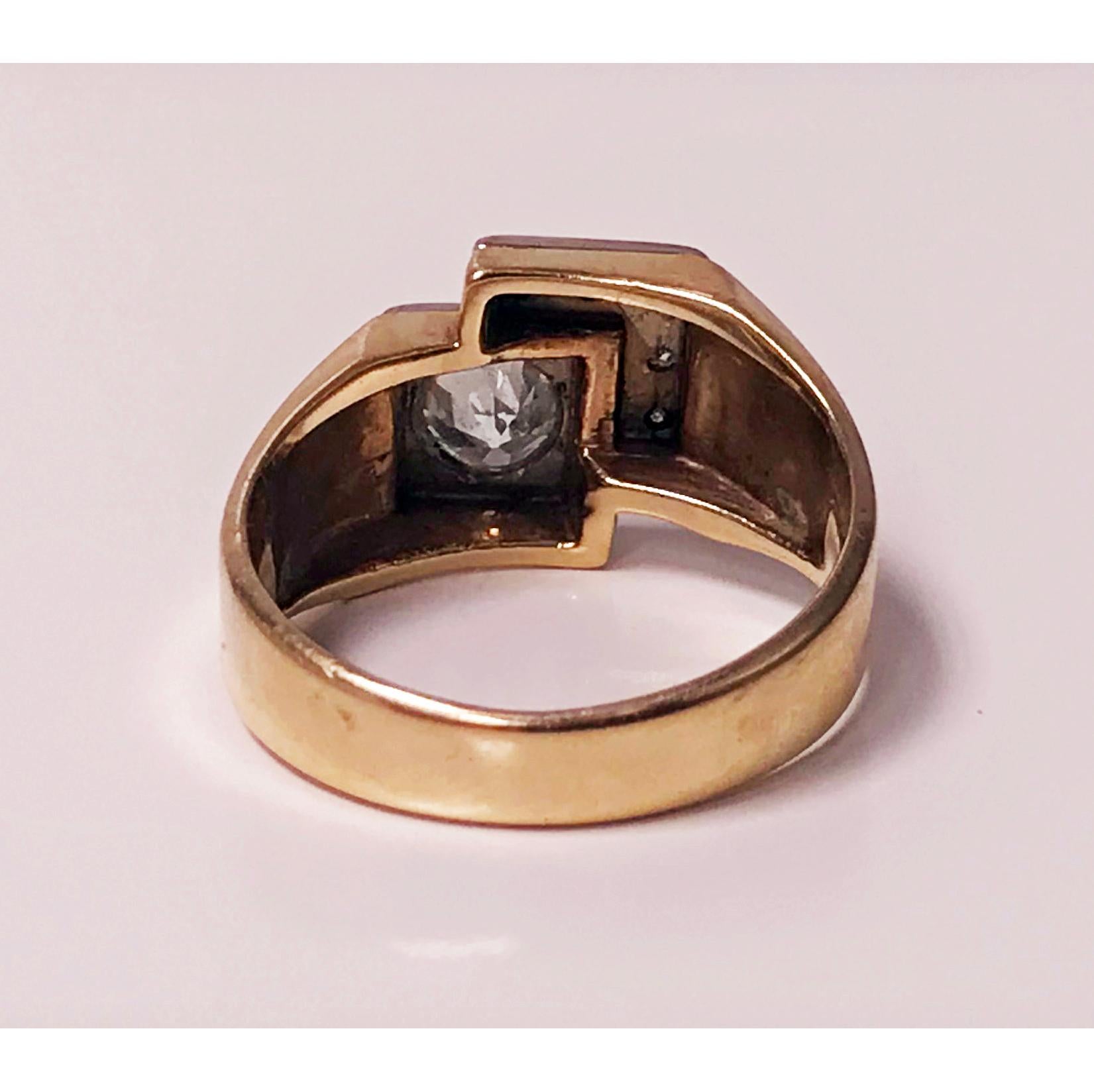 Women's or Men's 1970s Gold Diamond Ring