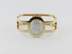 1970s Gold Diamond Squared Bangle Bracelet