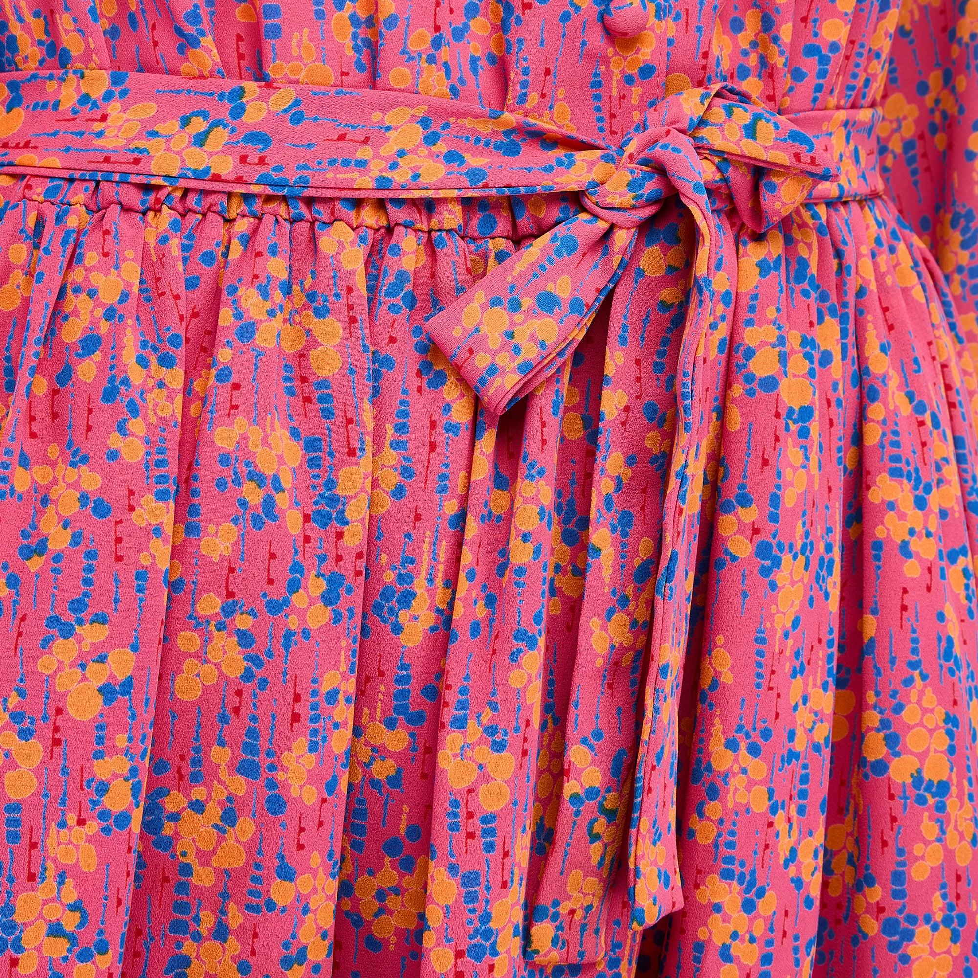 Vestido camisero con estampado abstracto de los años 70 Gold Label by Tricoville en Excelente estado para la venta en London, GB