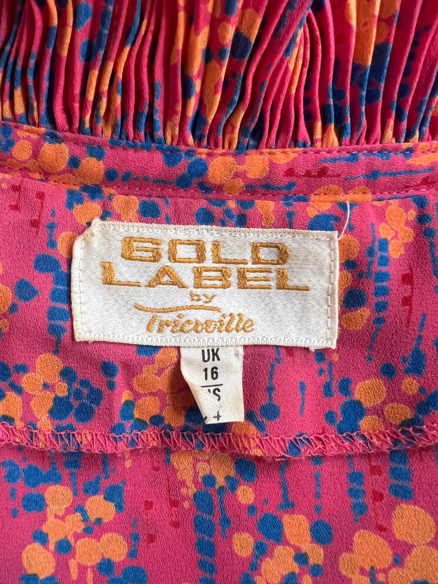 De las mujeres Vestido camisero con estampado abstracto de los años 70 Gold Label by Tricoville en venta