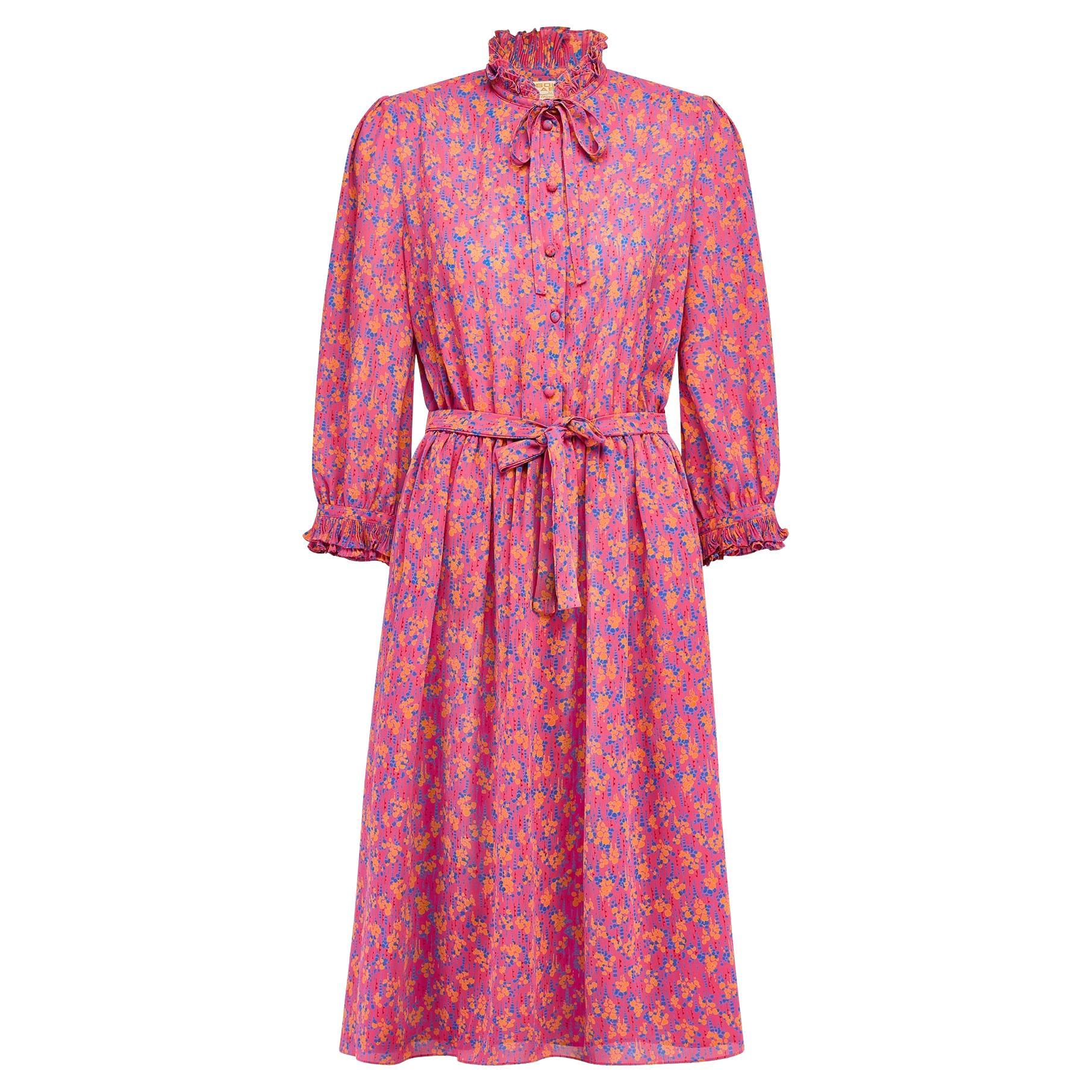 Robe chemise à imprimé abstrait Gold Label by Tricoville des années 1970