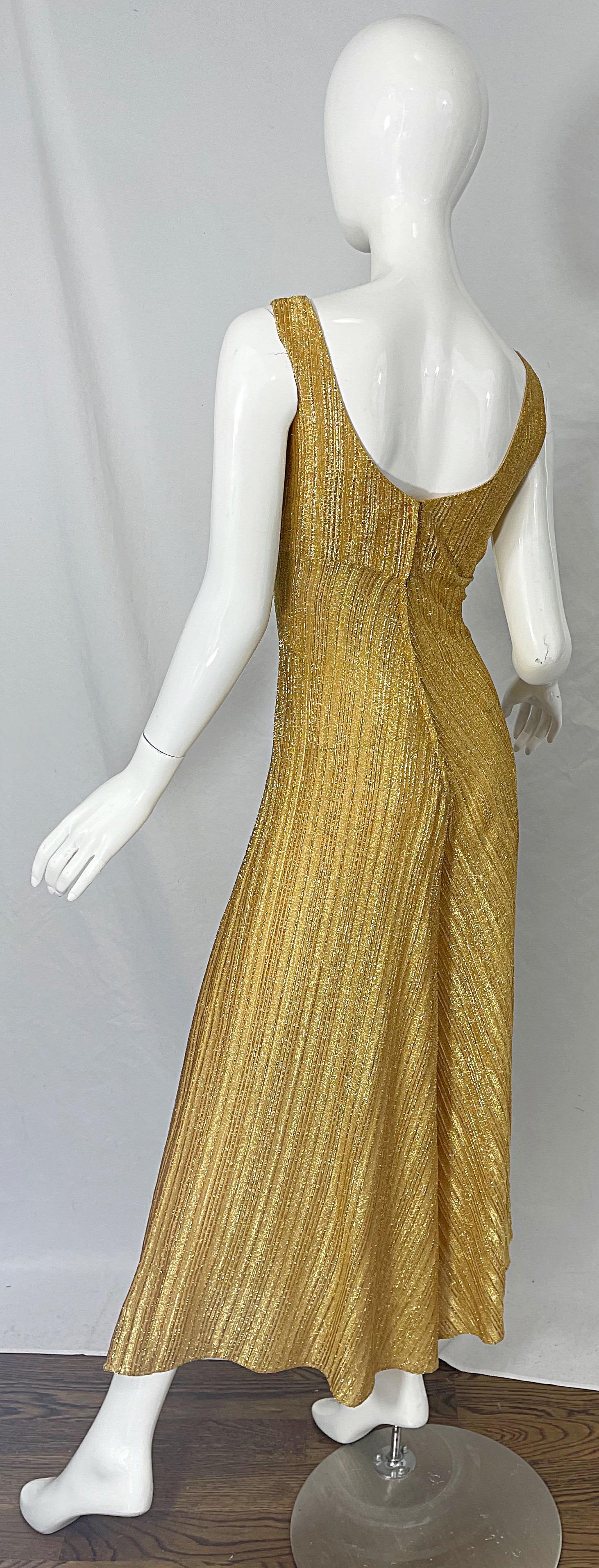 1970s Gold Lurex Wide Leg Sleeveless Disco Studio 54 Vintage 70s Jumpsuit 4