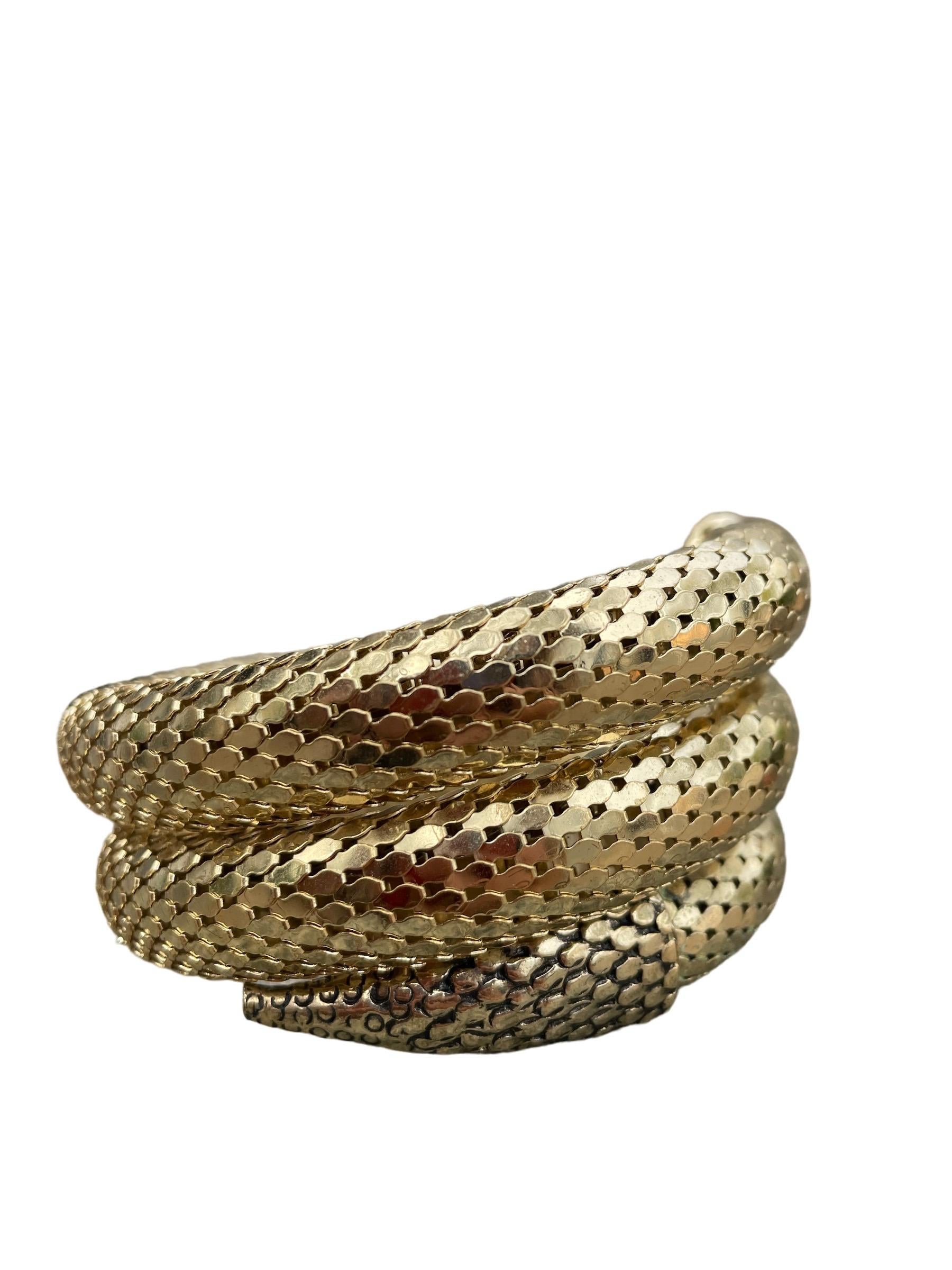 1970 - Bracelet en maille d'or avec serpent en spirale de Whiting et Davis  Unisexe en vente