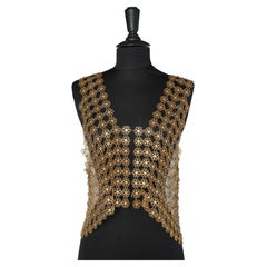 1970's Gold metallic vest in flowers pattern 