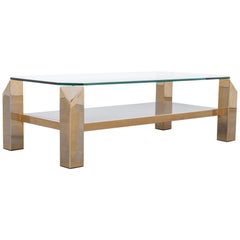 1970s Gold-Plated Glass Coffee Table