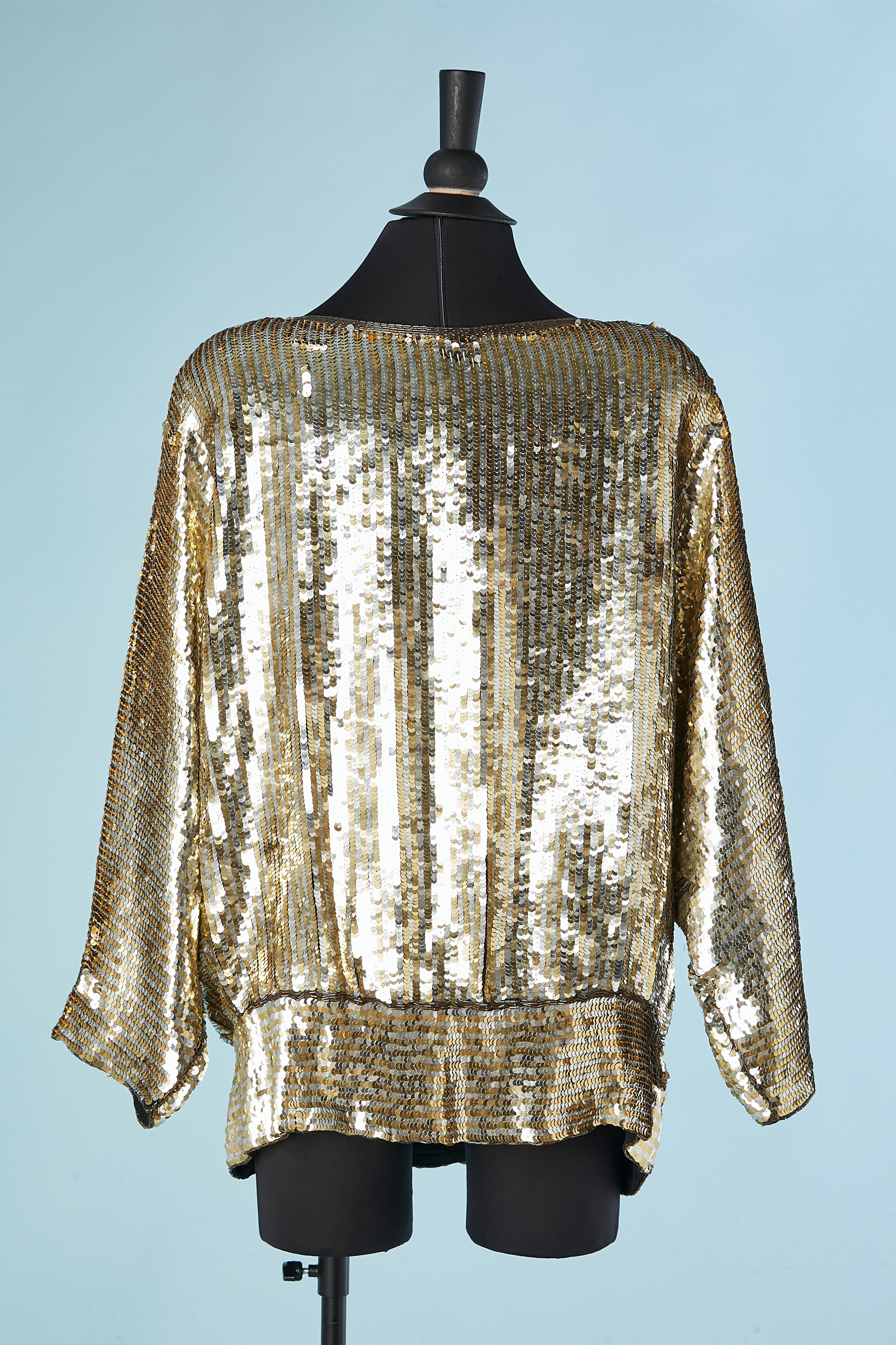 Women's 1970's gold sequin and glass beads sweater Juan Saré  For Sale