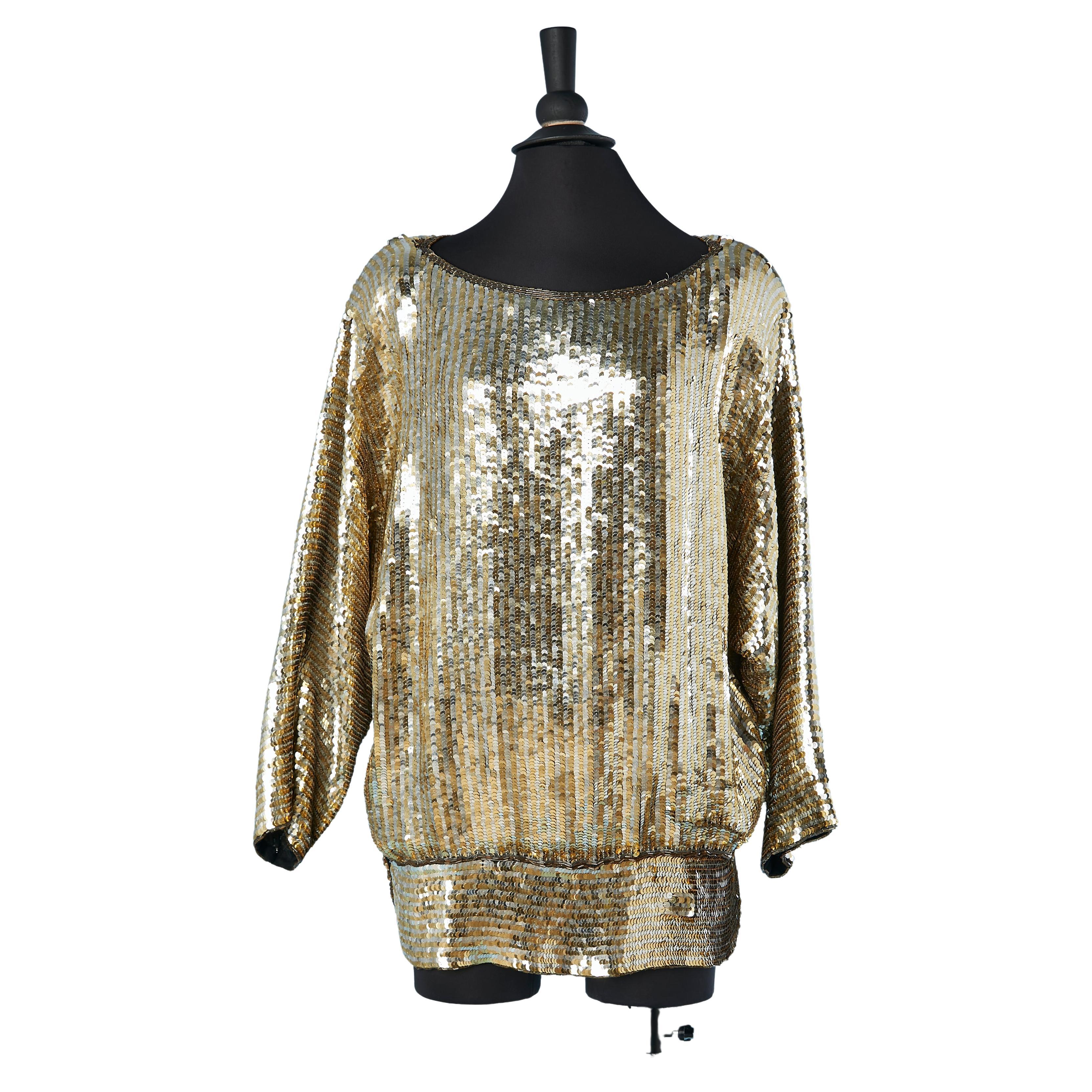 1970's gold sequin and glass beads sweater Juan Saré  For Sale