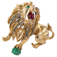 1970s Gold-Tone Lion Brooch 
