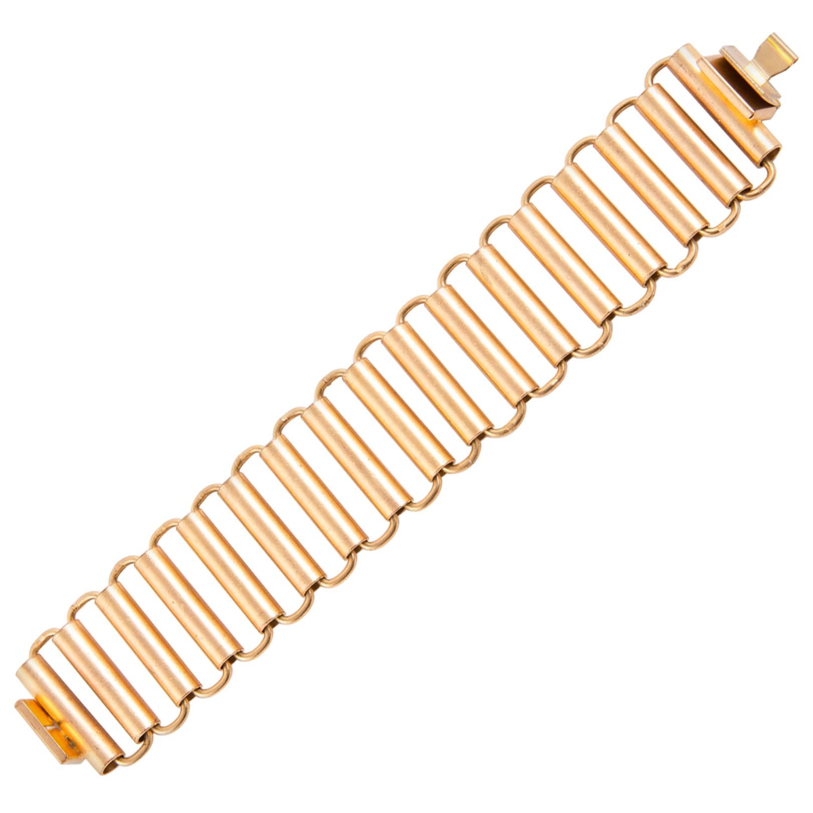 1970s Gold Tone Roller Link Bracelet 