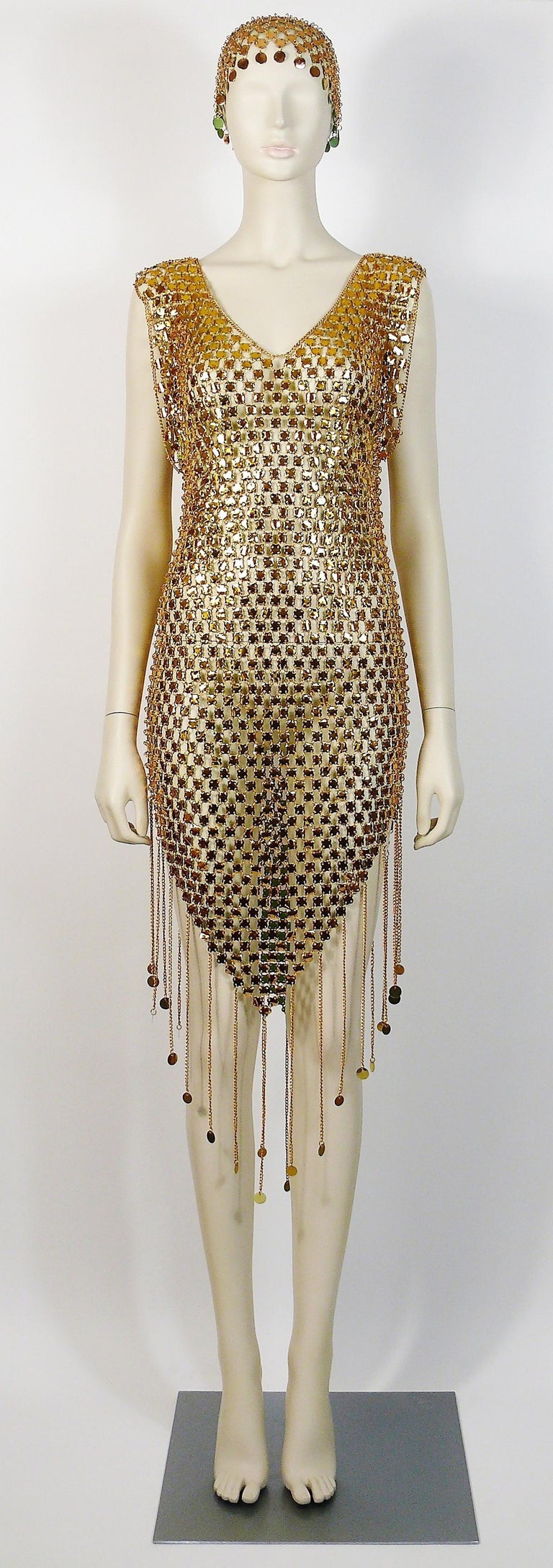 slim fit dress slacks Crystal chainmail dress in bronze and silver main image 0