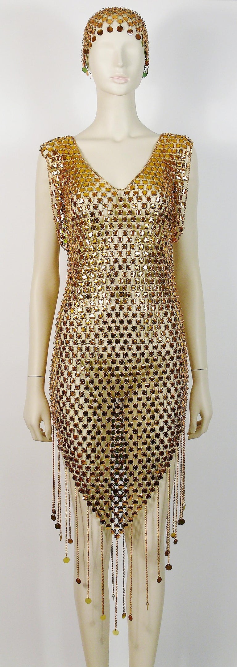 slim fit dress slacks THE SASHA CHAINMAIL DRESS GOLD – LEMONLUNAR main image 0