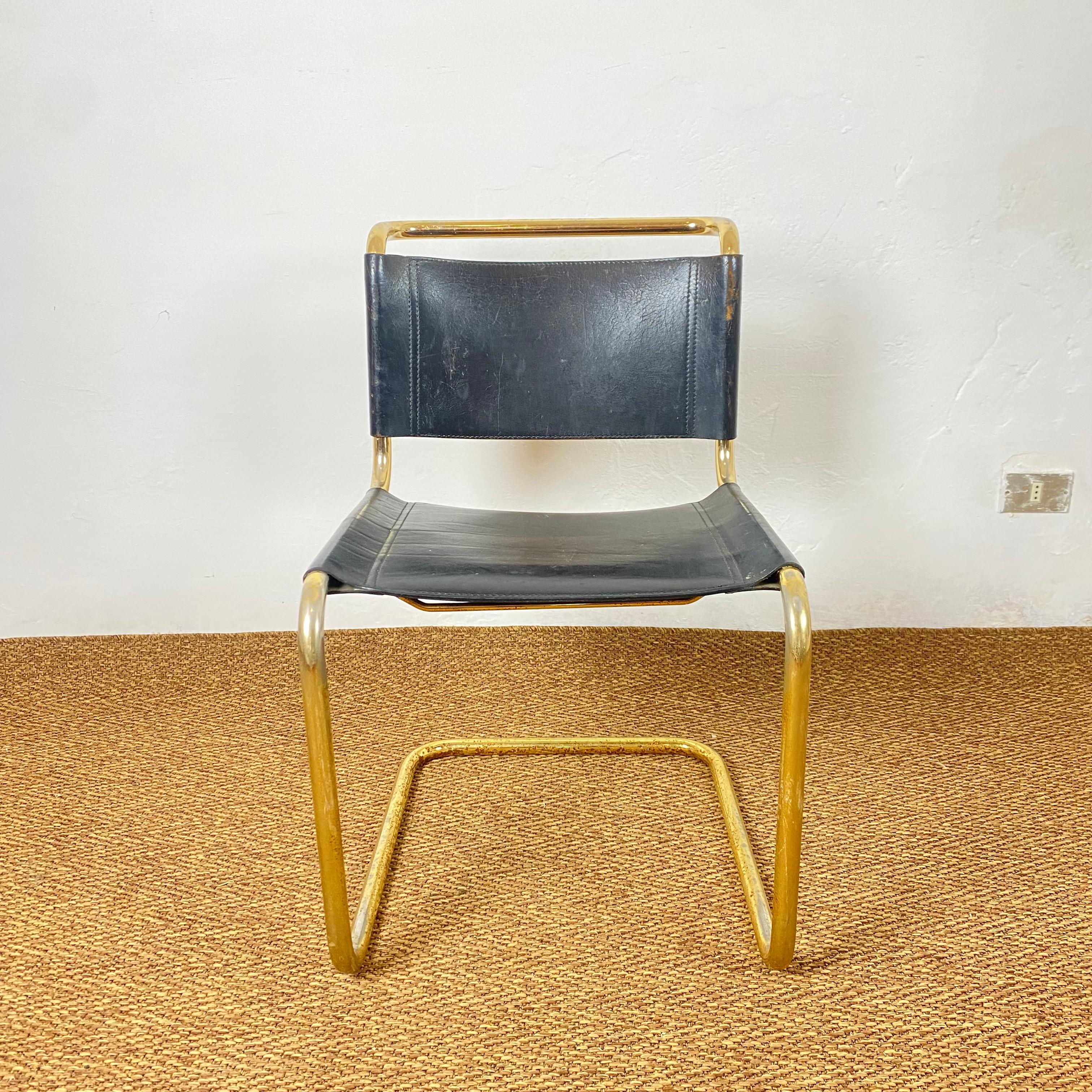 1970s Gold Tubular Cantilever Chairs Set of 4 In Good Condition In Conversano, IT