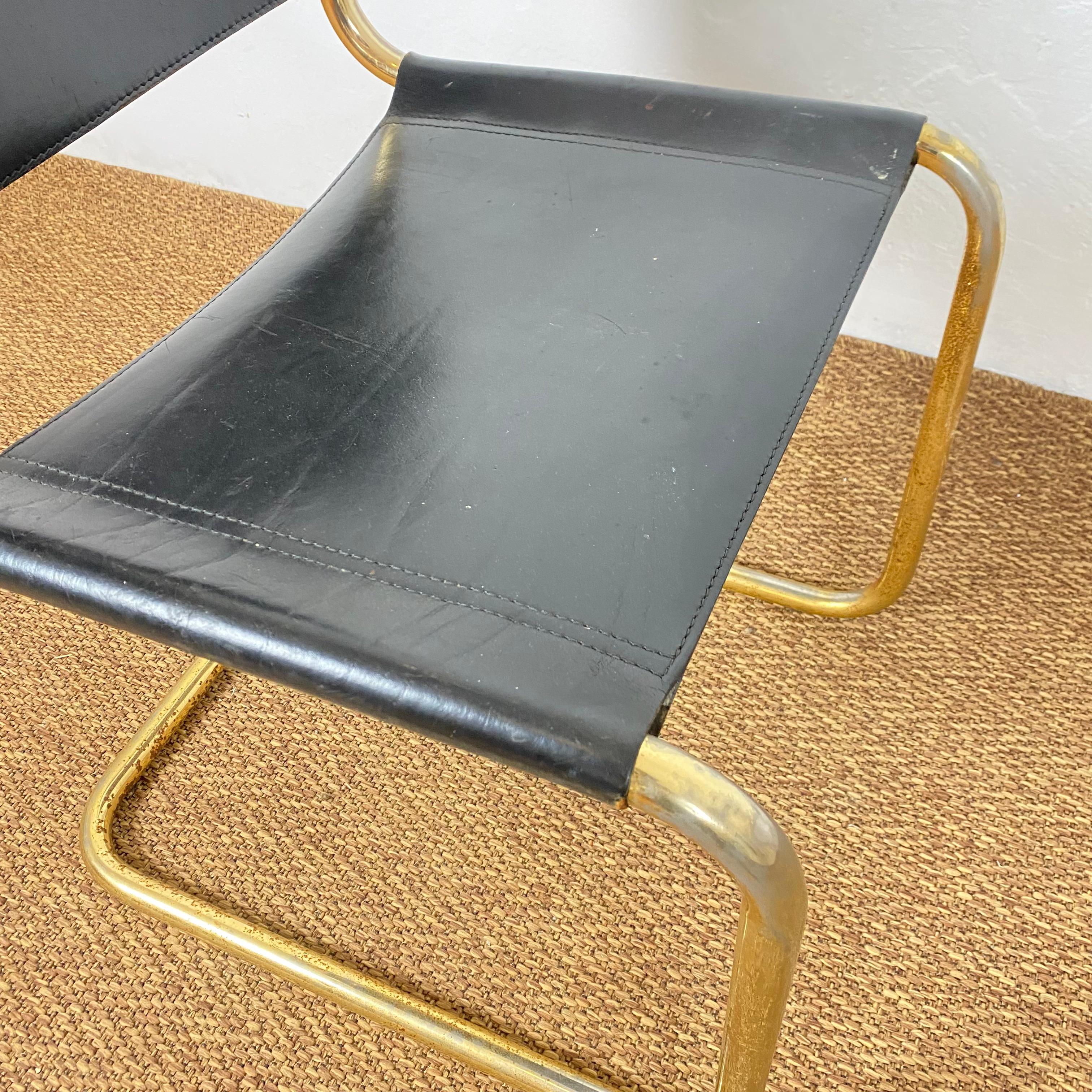 Steel 1970s Gold Tubular Cantilever Chairs Set of 4