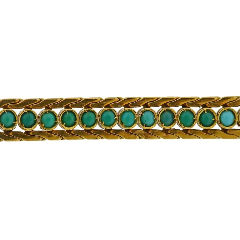 Armband aus 18 Karat Gold mit türkisfarbenen Schmucksteinen. Maße - 7,25