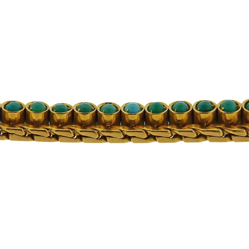 1970s Gold Turquoise Bracelet In Excellent Condition For Sale In New York, NY