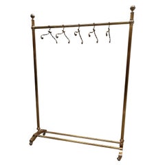 1970s Golden Brass Garment Rack, Clothing Rail, Dress Hanger, Italy