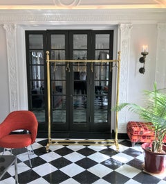 1970s Golden Brass Garment Rack, Clothing Stand Rail, Dress Hanger, Italy