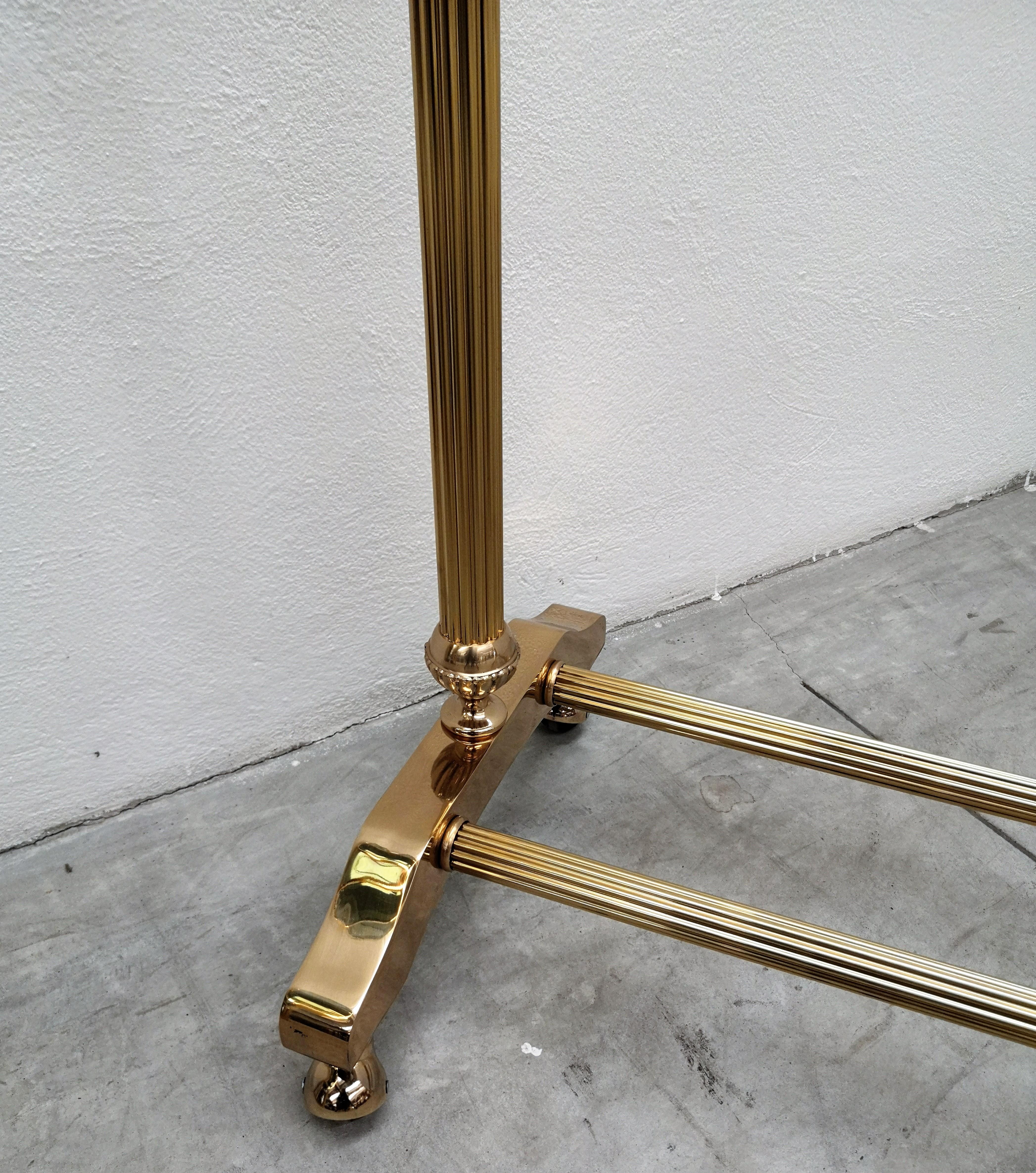 1970s Golden Brass Garment Rack, Clothing Stand Rail, Dress Hanger, Italy In Good Condition For Sale In Carimate, Como