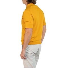 1970S Golden Brown Polyester-Strick Herren-Poloshirt