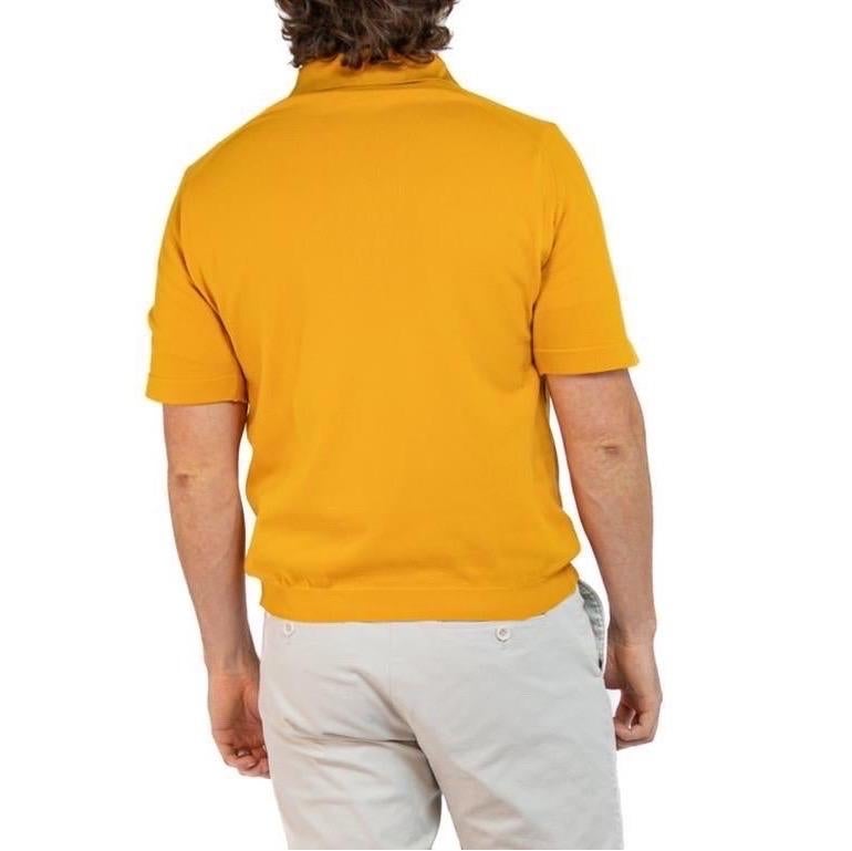 1970S Golden Brown Polyester Knit Men's Polo Shirt 2