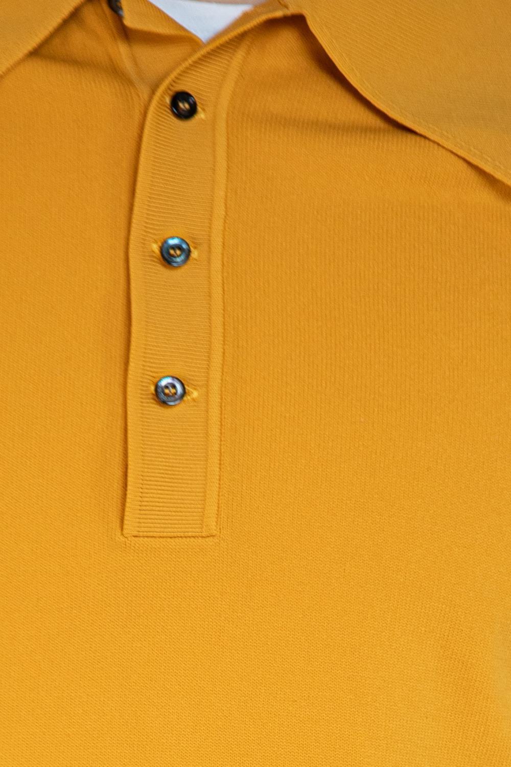 1970S Golden Brown Polyester Knit Men's Polo Shirt 5