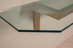 1970s Golden Metal Structure and Sunblasted Glass Top Shelves Table Consoles