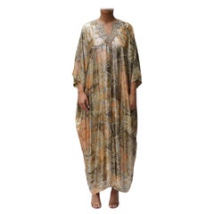1970S Golden Orange Gold Lamé Silk Blend Psychedelic