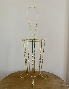 1970s golden umbrella stand with twisted details