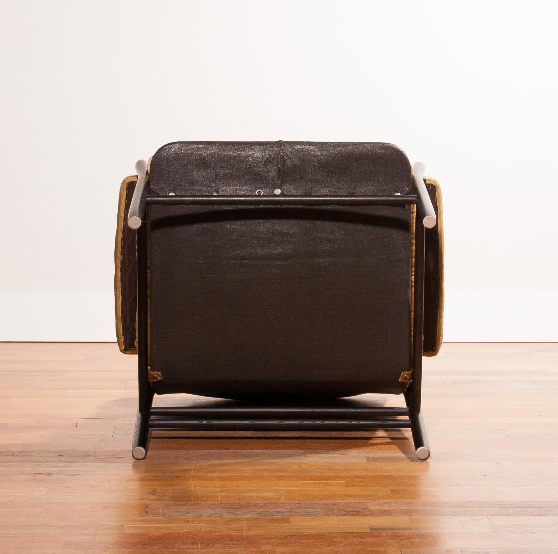1970s, Golden Velours Lounge, Armchair by Kenneth Bergenblad for DUX, Sweden 2