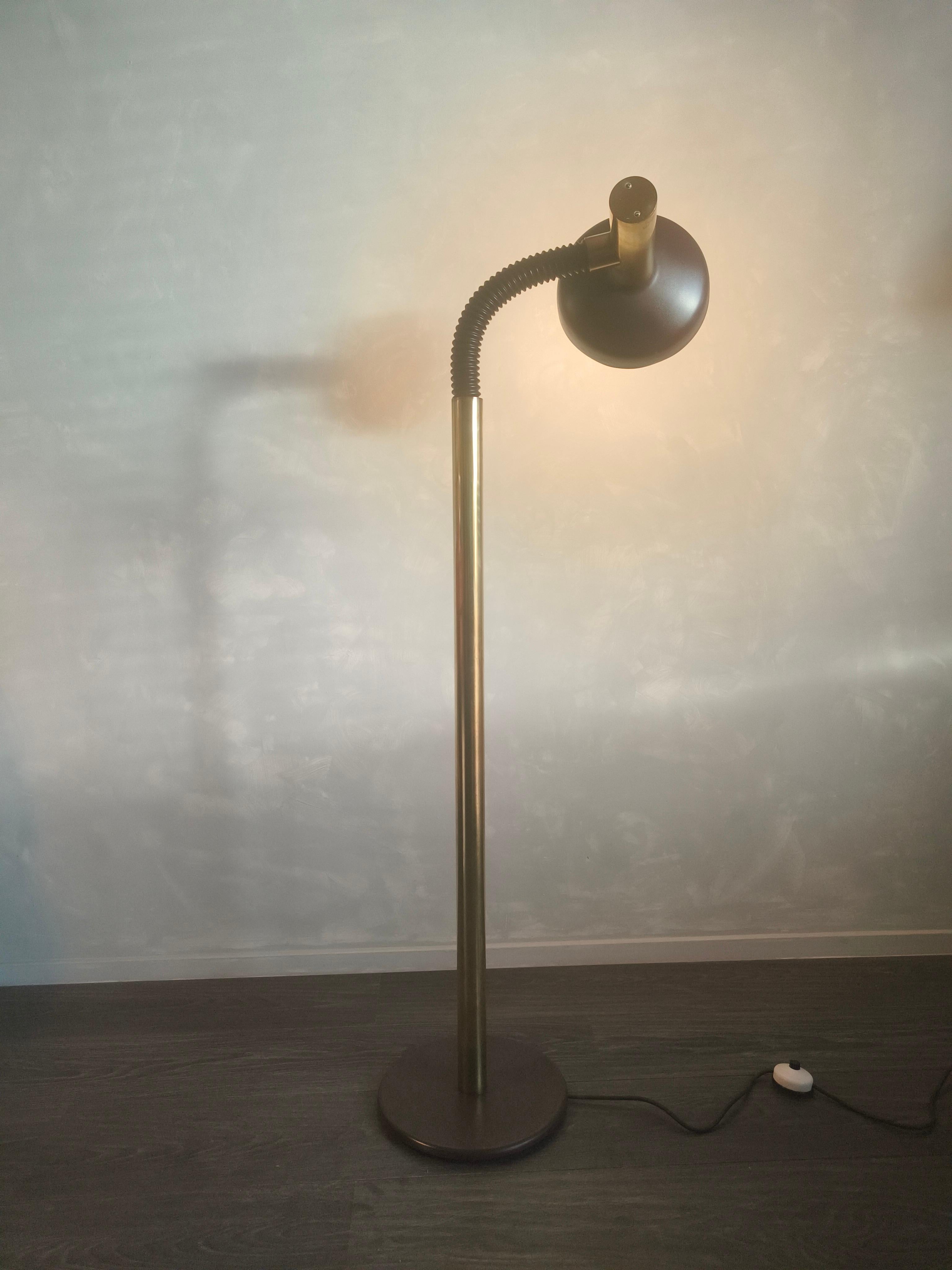 Mid-Century Modern 1970s goose neck floor lamp by Egon Hillebrand For Sale