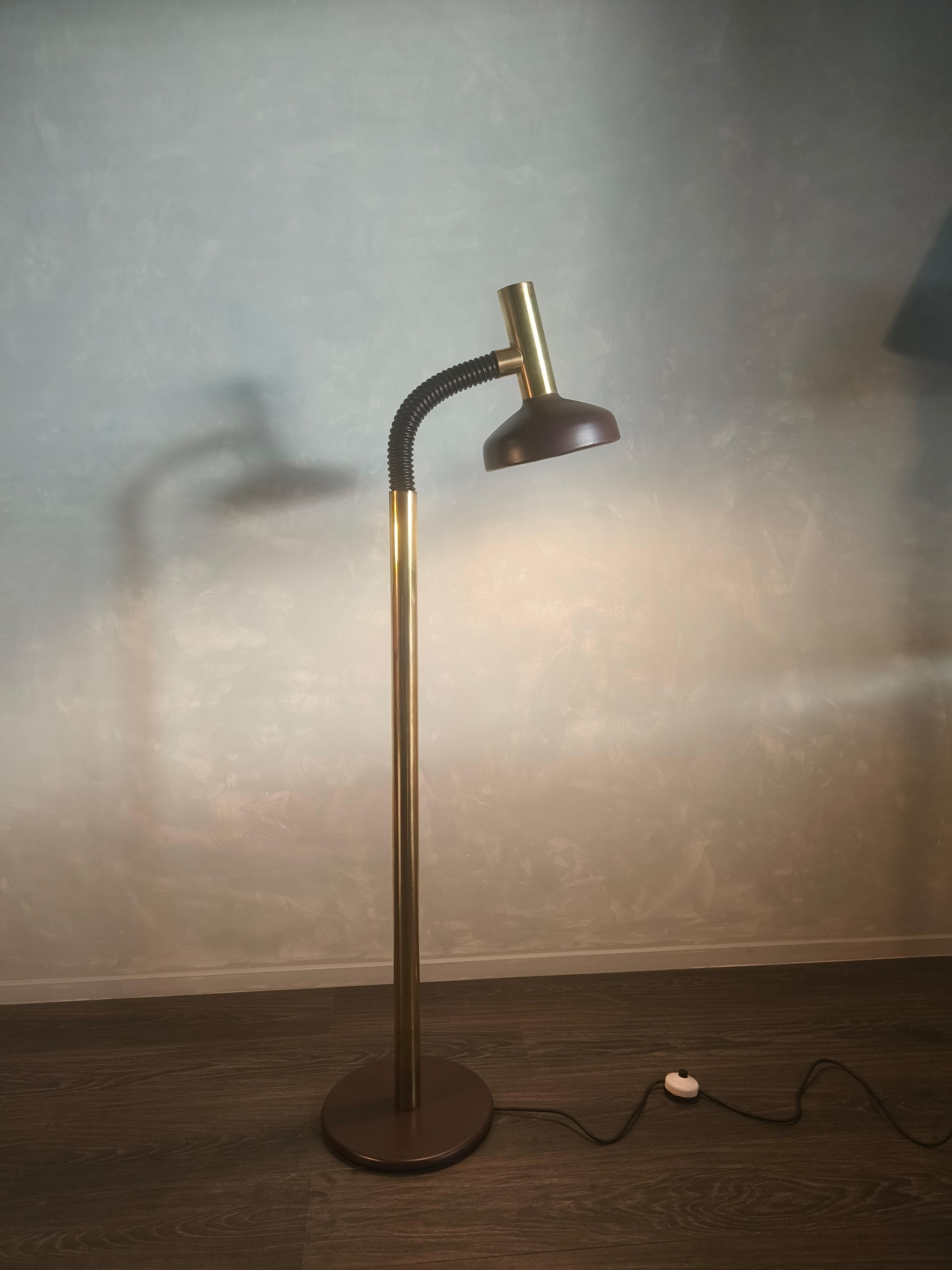 German 1970s goose neck floor lamp by Egon Hillebrand For Sale