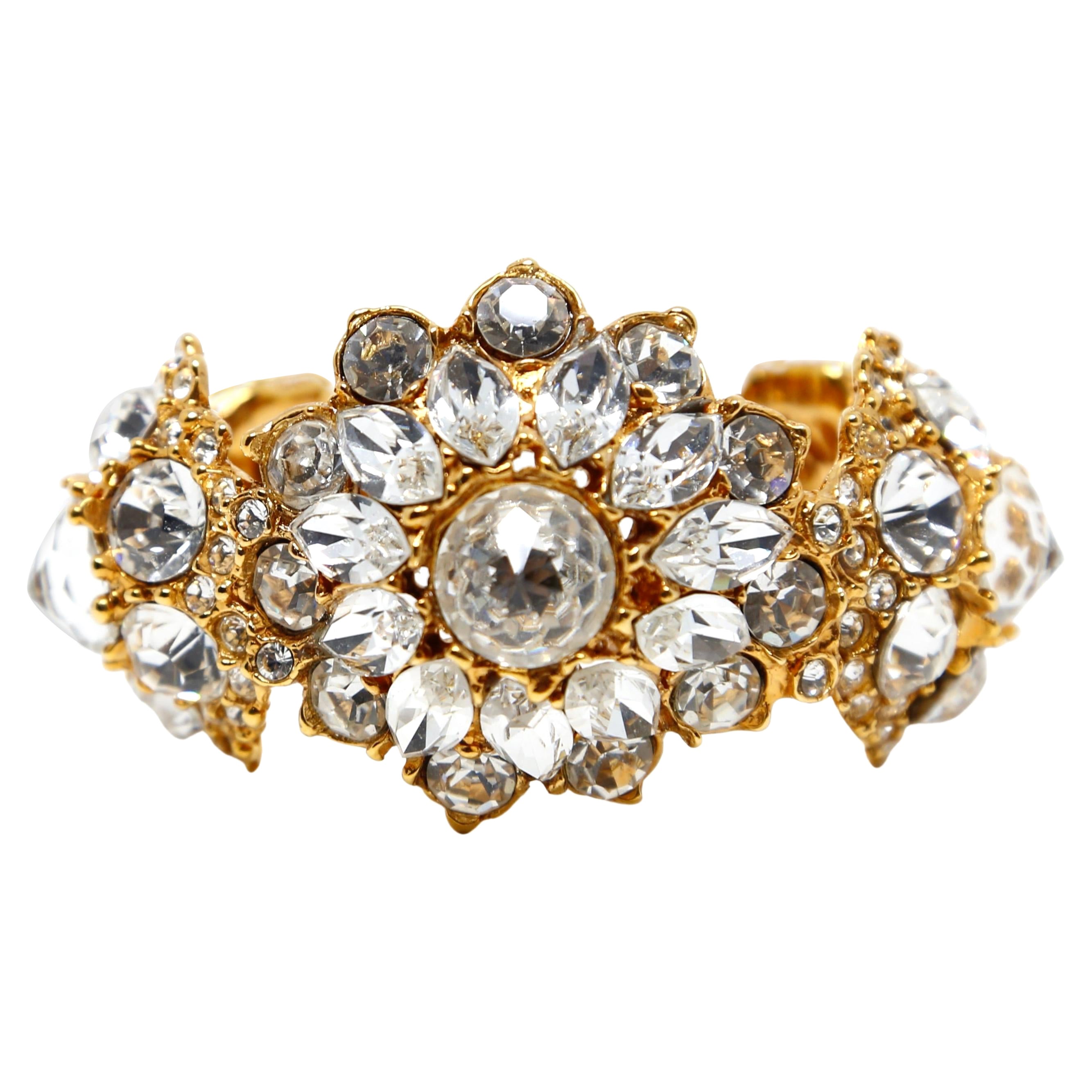 1970's GOOSSENS for YVES SAINT LAURENT oversized crystal cuff bracelet
