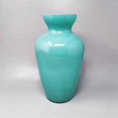1970s Gorgeous Aquamarine Vase by Ca dei Vetrai in Murano Glass, Made in Italy
