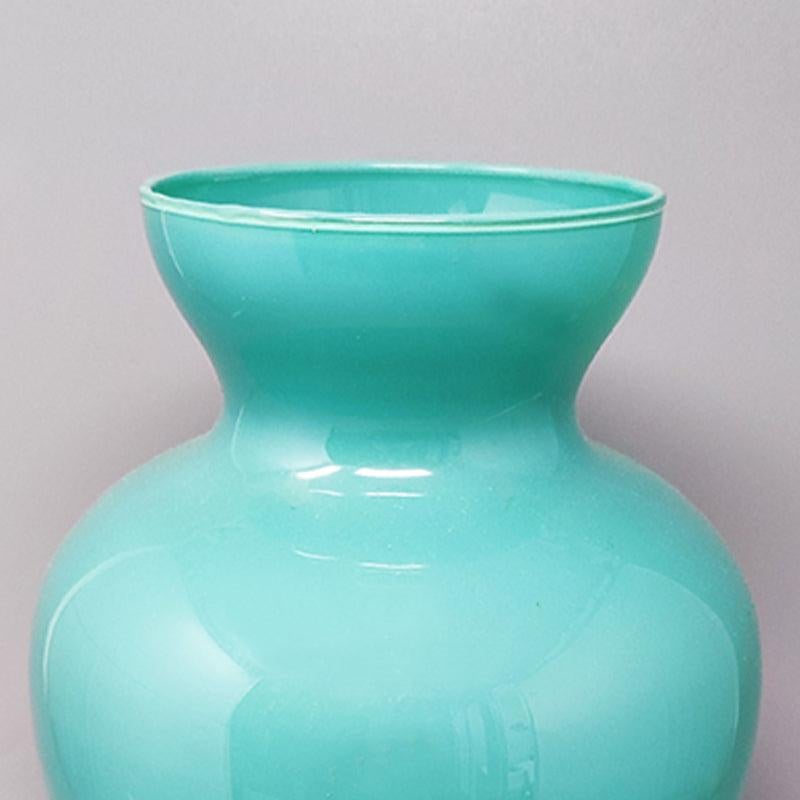 Mid-Century Modern 1970s Gorgeous Aquamarine Vase by Ca dei Vetrai in Murano Glass, Made in Italy For Sale