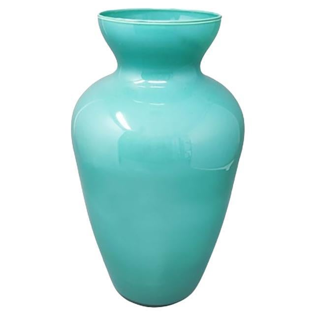 1970s Gorgeous Aquamarine Vase by Ca dei Vetrai in Murano Glass, Made in Italy