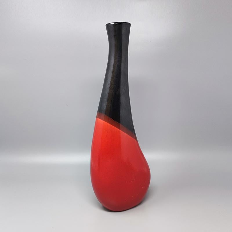Late 20th Century 1970s Gorgeous Big Red Vase by Marei Ceramic. Made in Germany For Sale
