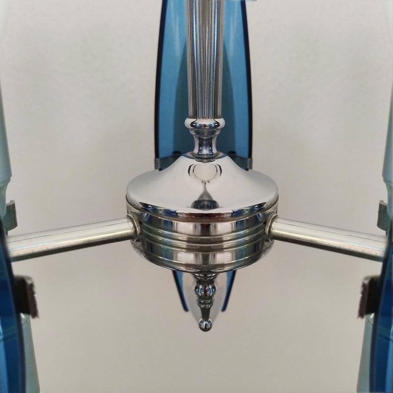 1970s Gorgeous Blue and Smoked Glass Pendant Lamp by Veca. Made in Italy In Excellent Condition For Sale In Milano, IT